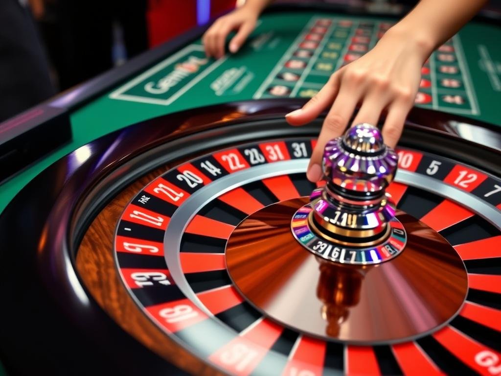 GemBet Live Roulette wheel spinning with dealer GemBet Live Roulette wheel spinning with dealer
