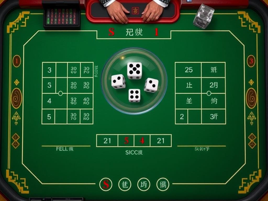 GemBet Live Sic Bo table with dice and dealer GemBet Live Sic Bo table with dice and dealer