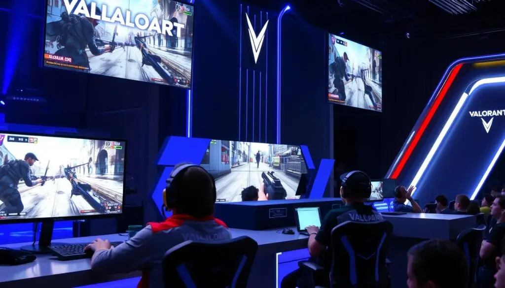 Valorant tournament with players competing in tactical shooter gameplay