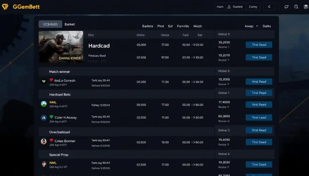 Various esports betting markets available on GemBet